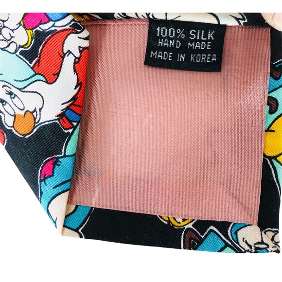 Vintage 80s 100% Silk Disney Snow White's Seven Dwarfs Diamond Tie Balancine NOS - Picture 5 of 5